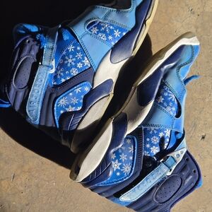 Jordan Blue and White Retro 8 Snowflake Blizzard Sneakers